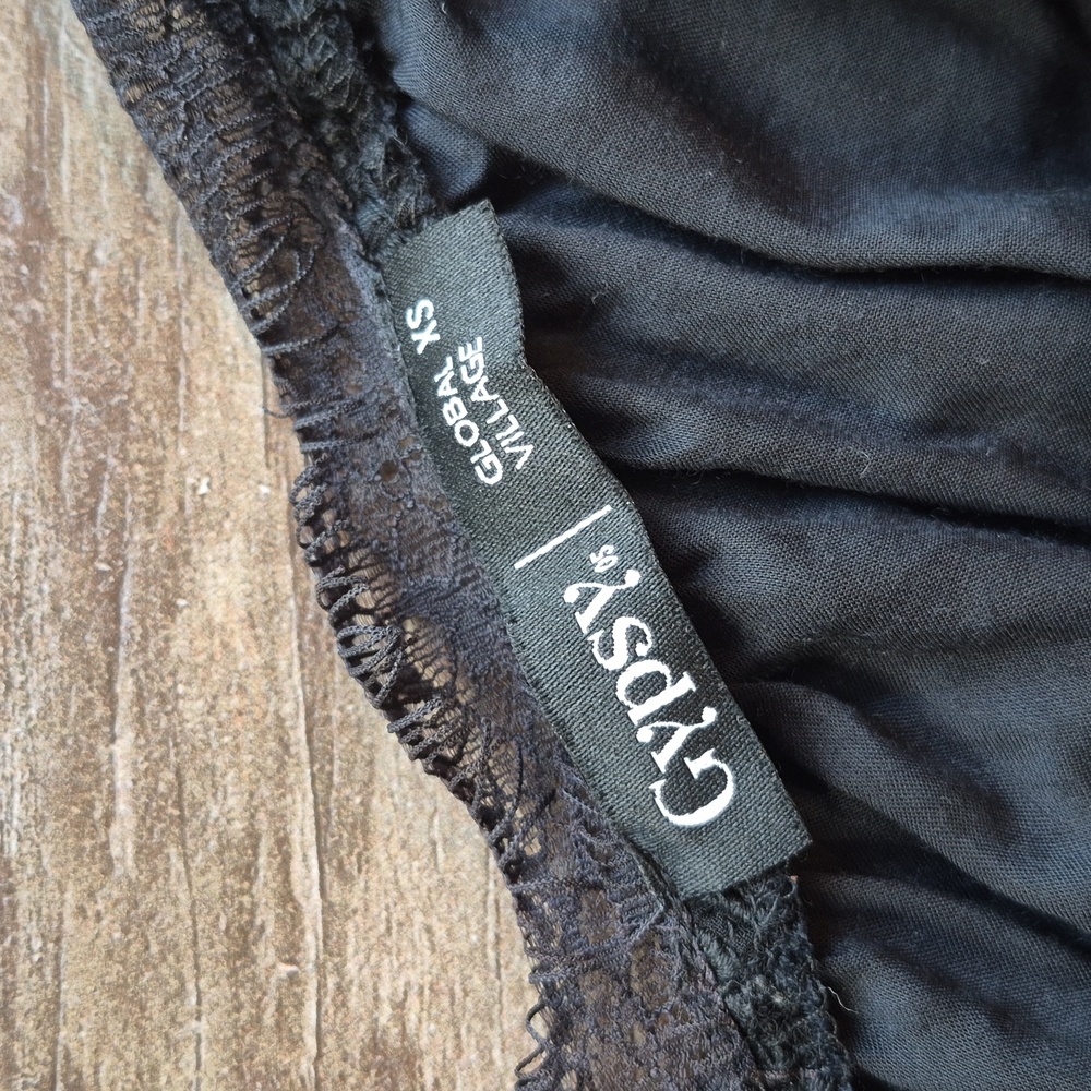 XS/S GYPSY Black Lace Subtle High Low Partially Lined Romantic Boho Lace Dress - Picture 6 of 12